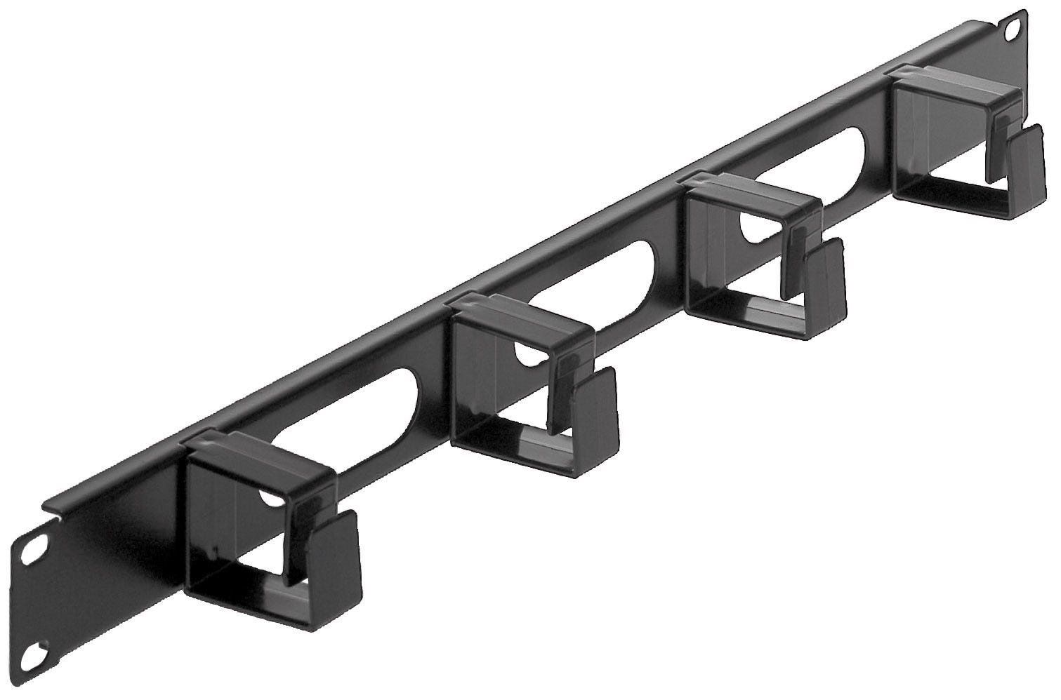 Intellinet 19" Cable Management Panel 1U 4 short plastic rings Black - Image 1