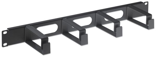 Intellinet 19" Cable Management Panel 1U 4 long plastic rings Black