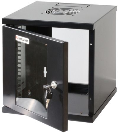 Intellinet 10" Network Cabinet - Wall Mount (Standard) 6U 300mm Deep Black Assembled Max 60kg Suitable also for use on desk or floor Usable Depth 265mm Metal & Glass Door Back PanelRemoveable SidesParts for wall install (eg screws/rawl plu