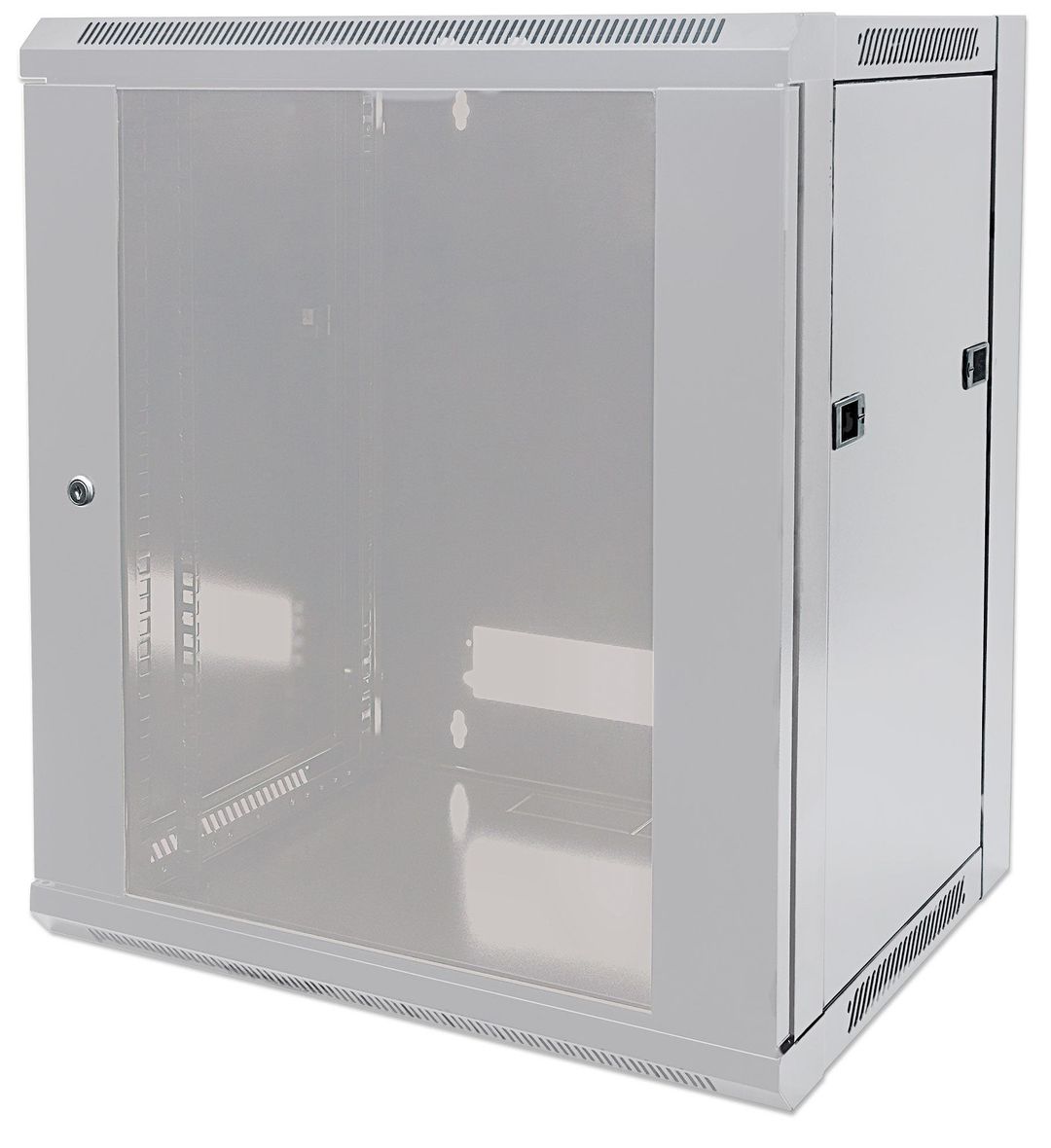 Intellinet 19" Network Cabinet - Wall Mount (Standard) 9U 600mm Deep Grey Flatpack Max 60kg Suitable also for use on desk or floor Usable Depth 410mm Metal & Glass Door Back Panel Removeable Sides Parts for wall install (eg screws/rawl plu - Image 1