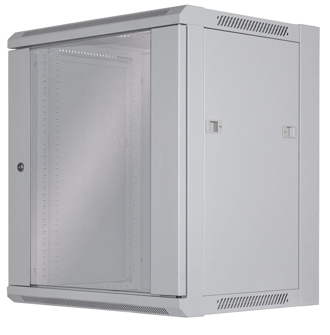 Intellinet 19" Network Cabinet - Wall Mount (Standard) 12U 450mm Deep Grey Flatpack Max 60kg Suitable also for use on desk or floor Usable Depth 260mm Metal & Glass Door Back Panel Removeable Sides Parts for wall install (eg screws/rawl pl - Image 1