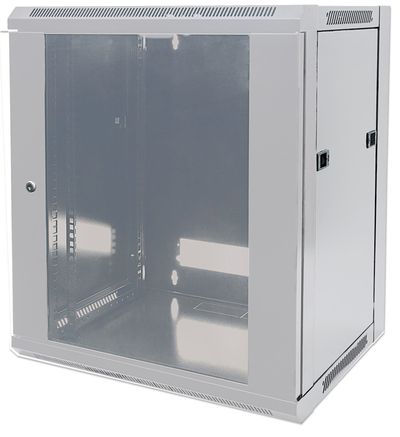 Intellinet 19" Network Cabinet - Wall Mount (Standard) 12U 600mm Deep Grey Flatpack Max 60kg Metal & Glass Door Back Panel Removeable Sides Suitable also for use on desk or floor Usable Depth 410mm Parts for wall install (eg screws/rawl pl