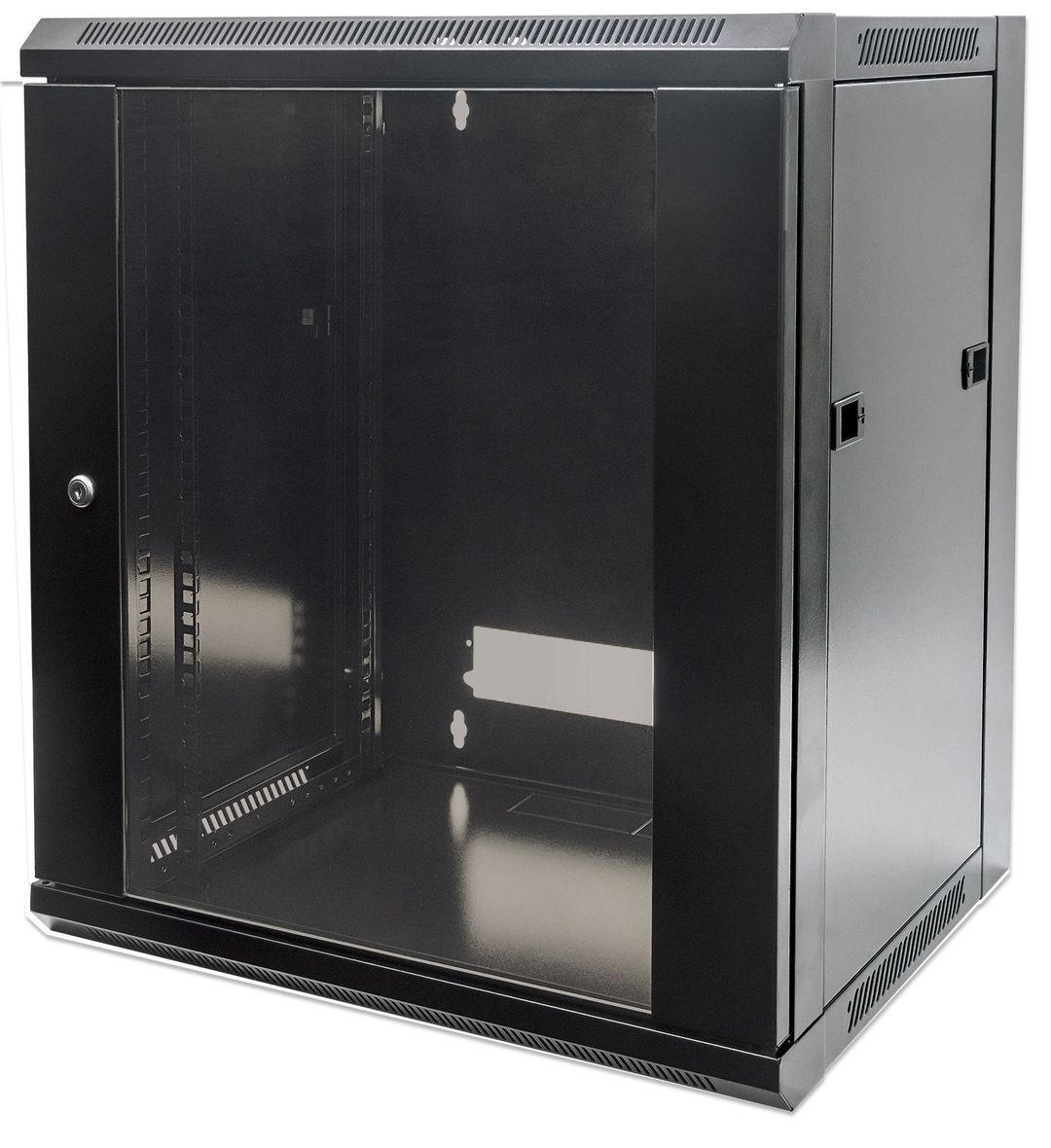 Intellinet 19" Network Cabinet - Wall Mount (Standard) 15U 450mm Deep Black Flatpack Max 60kg Metal & Glass Door Back Panel Removeable SidesSuitable also for use on desk or floor Usable Depth 260mm to 350mm Parts for wall installation not - Image 1