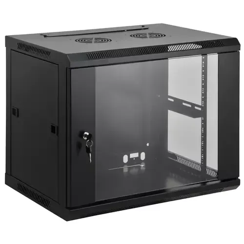 Intellinet 19" Network Cabinet - Wall Mount (Standard) 15U 600mm Deep Black Assembled Max 60kg Metal & Glass Door Back Panel Removeable Sides Suitable also for use on desk or floor Usable Depth 500mm Parts for wall installation not include - Image 1