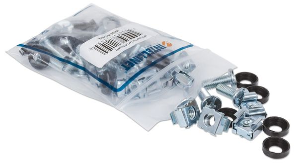 Intellinet Cage Nut Set (20 Pack) M6 Nuts Bolts and Washers Suitable for Network Cabinets/Server Racks Plastic Storage Jar Lifetime Warranty