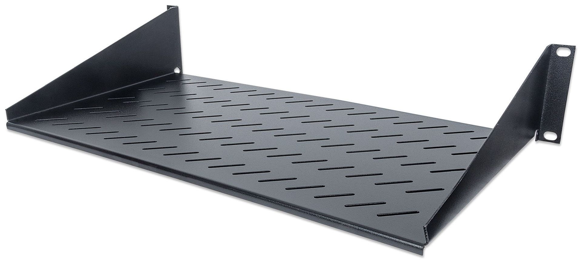 Intellinet 19" Cantilever Shelf 2U 2-Point Front Mount 250mm Depth Max 25kg Black Three Year Warranty - Image 1
