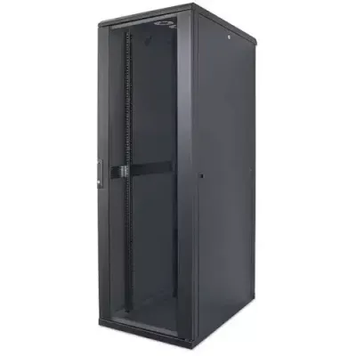 Intellinet 19" Network Cabinet - Free Standing 22U 600x800mm (width x depth) Black Flatpack Max 1500kg Multi-Point Door Lock One Lock Per Side Panel Usable Depth 123 to 573mm IP20 rated Rack Steel