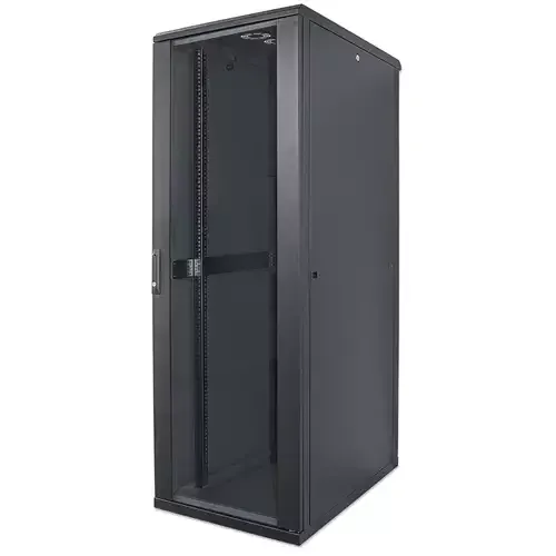 Intellinet 19" Network Cabinet - Free Standing 36U 600x600mm (width x depth) Black Flatpack Max 1500kg Multi-Point Door Lock One Lock Per Side Panel Usable Depth 123 to 373mm IP20 rated Rack Steel - Image 1