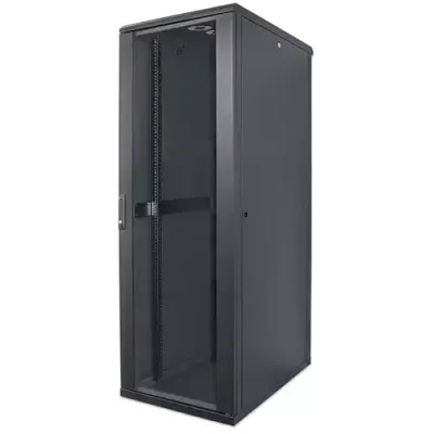 Intellinet 19" Network Cabinet - Free Standing 36U 600x600mm (width x depth) Black Flatpack Max 1500kg Multi-Point Door Lock One Lock Per Side Panel Usable Depth 123 to 373mm IP20 rated Rack Steel