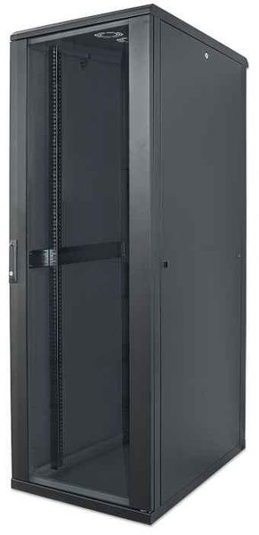 Intellinet 19" Network Cabinet - Free Standing 42U 600x800mm (width x depth) Black Flatpack Max 1500kg Multi-Point Door Lock One Lock Per Side Panel Usable Depth 123 to 573mm IP20 rated Rack Steel