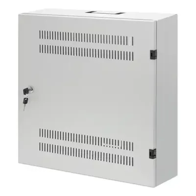 Intellinet Low-Profile 19" Wall Mount Cabinet with 4U Horizontal and 2U Vertical Rails Slim Space-saving Enclosure with Only 170 mm (6.7 in.) Depth Ideal for AV Multimedia and Surveillance Applications Assembled Gray RAL 7035