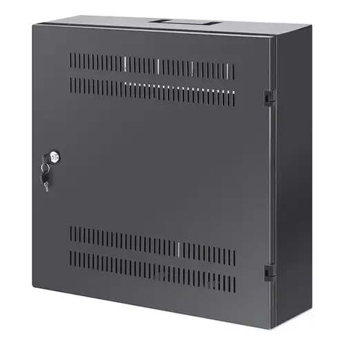Intellinet Low-Profile 19" Wall Mount Cabinet with 4U Horizontal and 2U Vertical Rails Slim Space-saving Enclosure with Only 170 mm (6.7 in.) Depth Ideal for AV Multimedia and Surveillance Applications Assembled Black RAL 7021 - Image 1