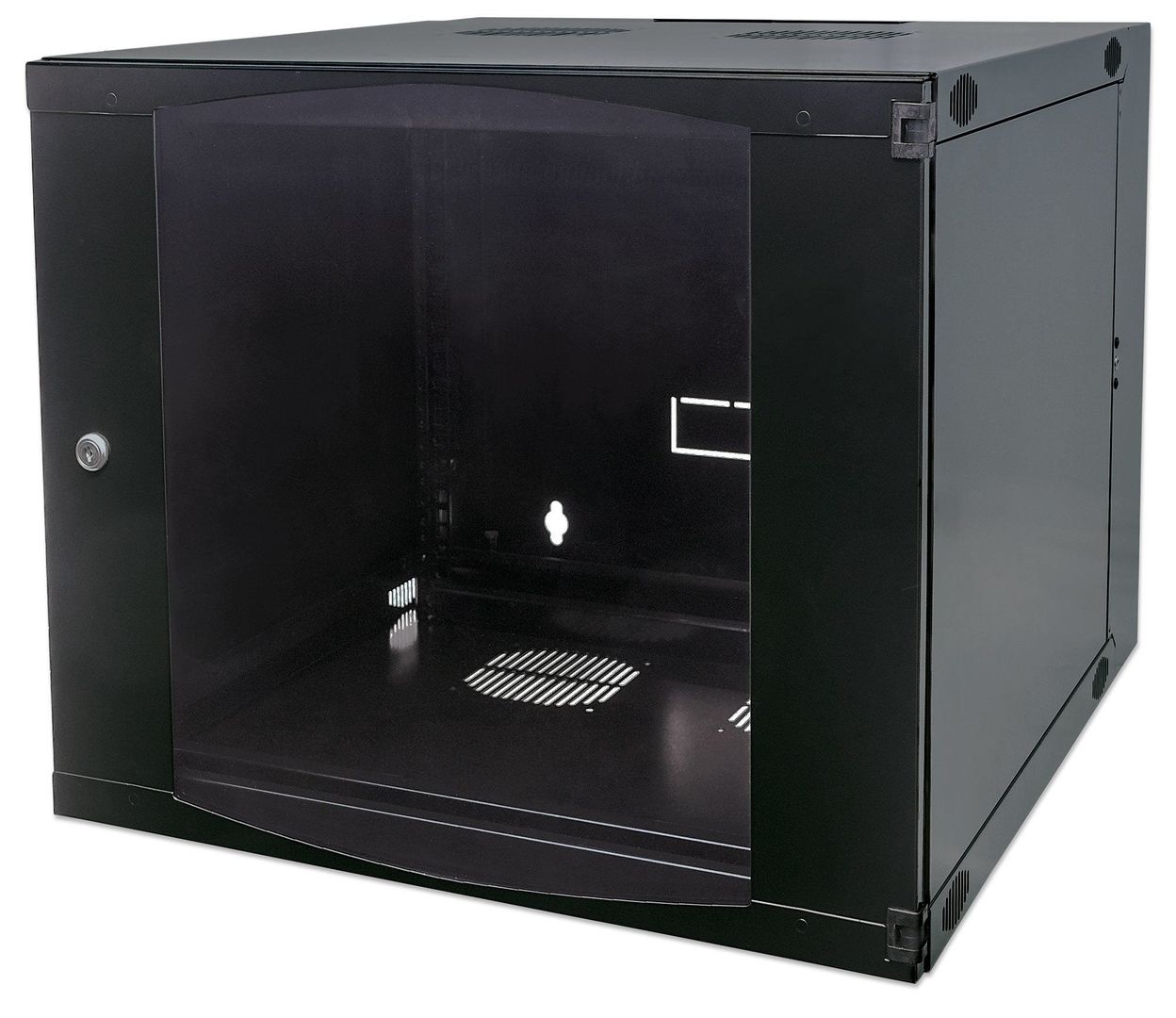 Intellinet 19" Network Cabinet - Wall Mount (Double Section Hinged Swing Out) 9U 450mm Deep Black Flatpack Max 30kg Swings out for access to back of cabinet when installed on wall Rack Usable Depth 235mm Parts for wall installation not inclu - Image 1