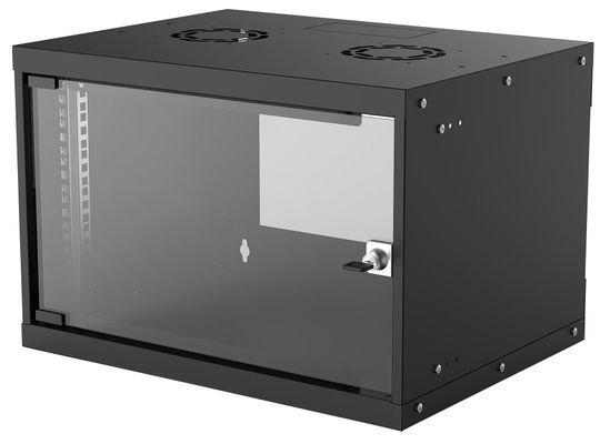 Intellinet 19" Network Cabinet - Wall Mount (Basic) 6U 400mm Deep Black Flatpack Max 50kg Usable Depth 340mm Glass Door Rack Parts for wall installation (eg screws and rawl plugs) not included