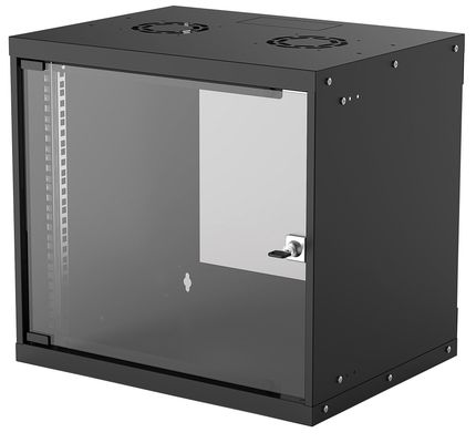 Intellinet 19" Network Cabinet - Wall Mount (Basic) 9U 400mm Deep Black Flatpack Max 50kg Usable Depth 340mm Glass Door Rack Parts for wall installation (eg screws and rawl plugs) not included