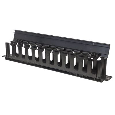 Intellinet 19" Cable Management Panel 19" Rackmount Cable Manager 1U with Cover Black