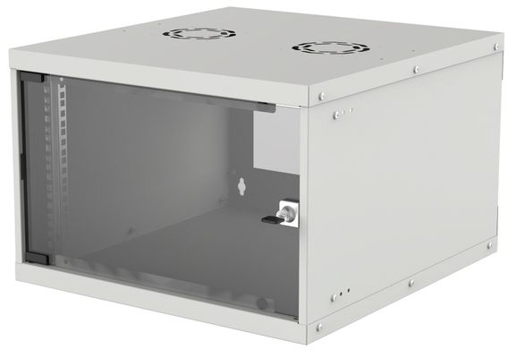 Intellinet 19" Network Cabinet - Wall Mount (Basic) 6U 560mm Deep Grey Flatpack Max 50kg Usable Depth 500mm Glass Door Rack Parts for wall installation (eg screws and rawl plugs) not included