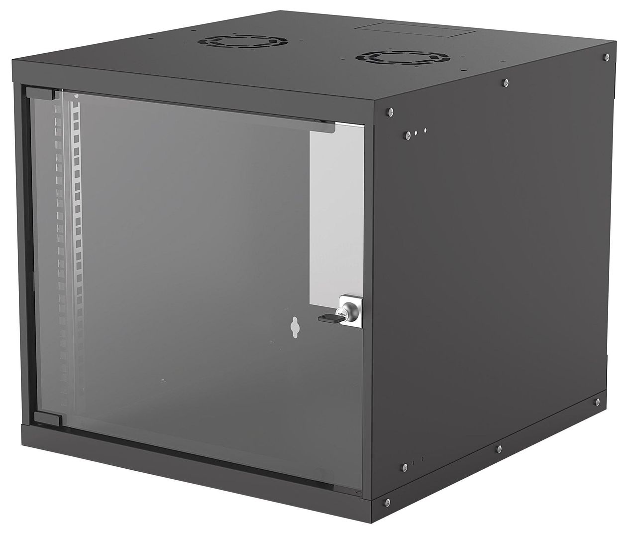 Intellinet 19" Network Cabinet - Wall Mount (Basic) 9U 560mm Deep Black Flatpack Max 50kg Usable Depth 500mm Glass Door 19" Rack Parts for wall installation (eg screws and rawl plugs) not included - Image 1