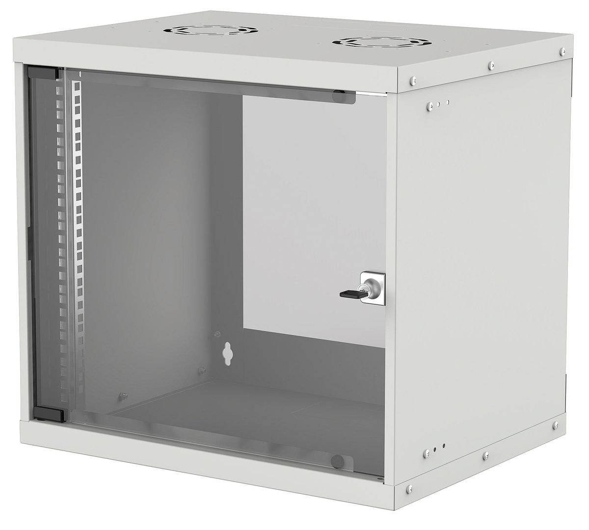 Intellinet 19" Network Cabinet - Wall Mount (Basic) 9U 560mm Deep Grey Flatpack Max 50kg Usable Depth 500mm Glass Door 19" Rack Parts for wall installation (eg screws and rawl plugs) not included - Image 1