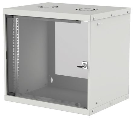 Intellinet 19" Network Cabinet - Wall Mount (Basic) 9U 560mm Deep Grey Flatpack Max 50kg Usable Depth 500mm Glass Door 19" Rack Parts for wall installation (eg screws and rawl plugs) not included