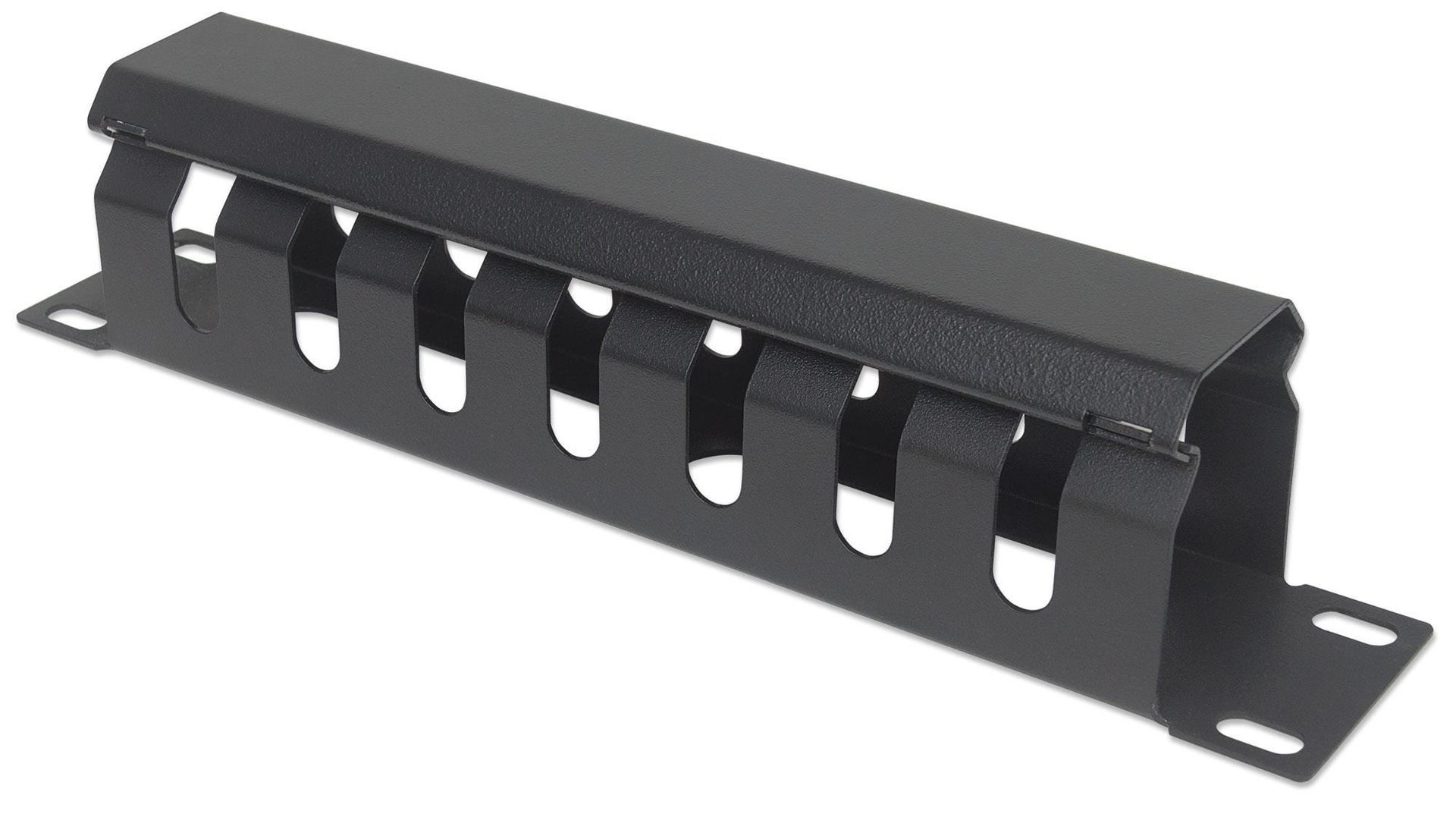 Intellinet 10" Cable Management Panel 1U Covered Black - Image 1