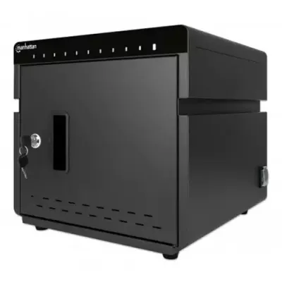 Manhattan iPad to 11" 10-bay Charging Cabinet Desktop via USB-C, Also other tablets and smartphones (with device to USB-C cable), Bays 264x22x235mm, Device charging cables not included (suggest USB-C cable 354868), Cart, Lockable, EU/UK power cords - Thumbnail 2