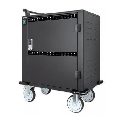 Manhattan iPad to 13", MacBook Air to 13" & Chromebook to 14" 32-bay Charging Trolley/Cart via USB-C, Also other tablets/smartphones (with device to USB-C cable), Bays 330x22x235mm, Device charging cables not included (suggest USB-C cable 354868),Cabinet