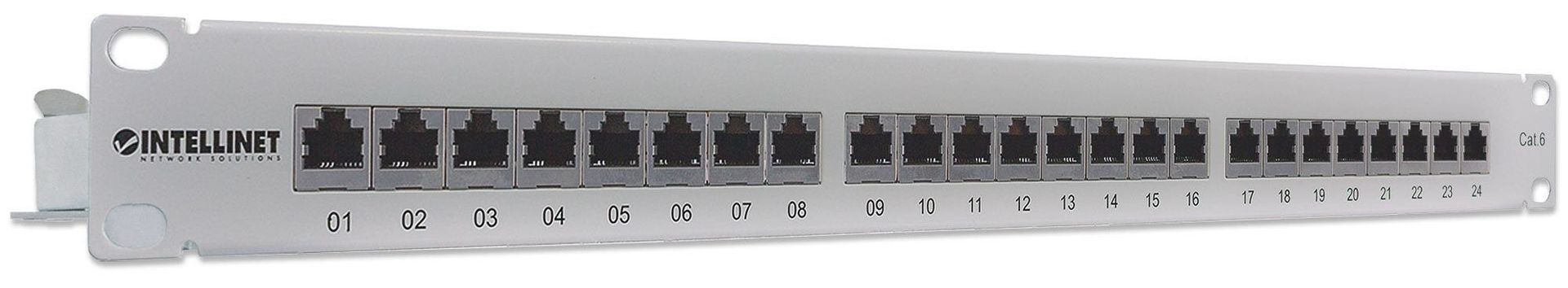 Intellinet Patch Panel Cat6 FTP 24-Port 1U Shielded 90 Top-Entry Punch-Down Blocks Grey - Image 1