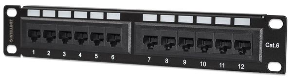Intellinet Patch Panel Cat6 10" UTP 1U 12-Port Black