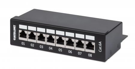 Intellinet Patch Panel Cat6a FTP 8-Port Desktop Shielded 90 Top-Entry Punch Down Blocks Black - Image 1