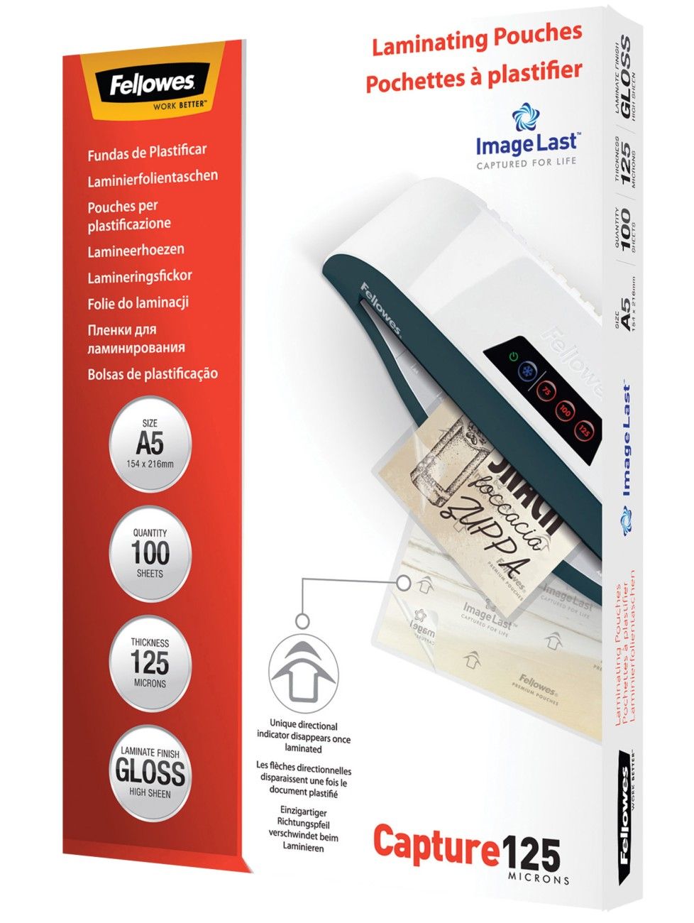 Fellowes ImageLast A5 125 Micron Laminating Pouch - 100 pack - Image 1