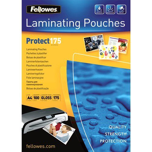 Fellowes A4 Glossy 175 Micron Laminating Pouch - 100 pack - Image 1