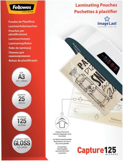 Fellowes ImageLast A3 125 Micron Laminating Pouch - 25 pack