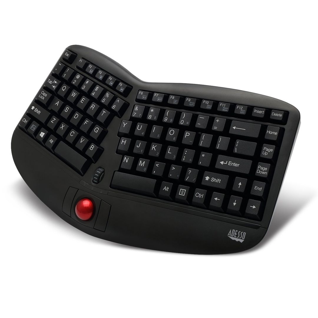 Adesso Tru-Form Media 3150 - 2.4 GHz Wireless Ergo Trackball Keyboard - Image 1