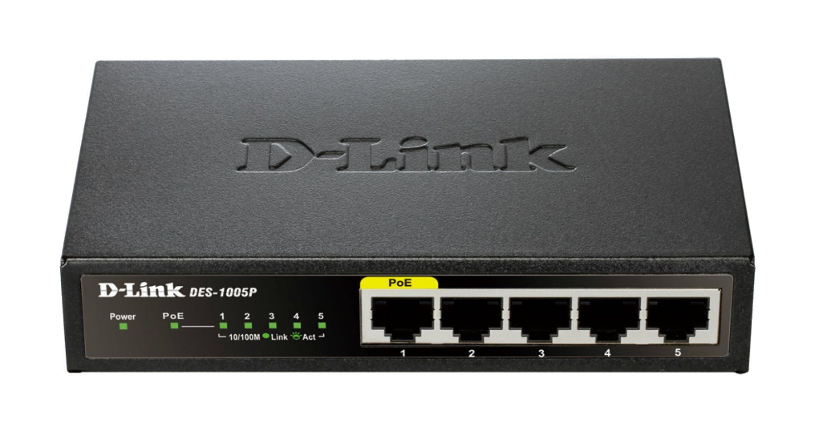 D-Link DES-1005P Unmanaged L2 Fast Ethernet (10/100) Power over Ethernet (PoE) Black - Image 1