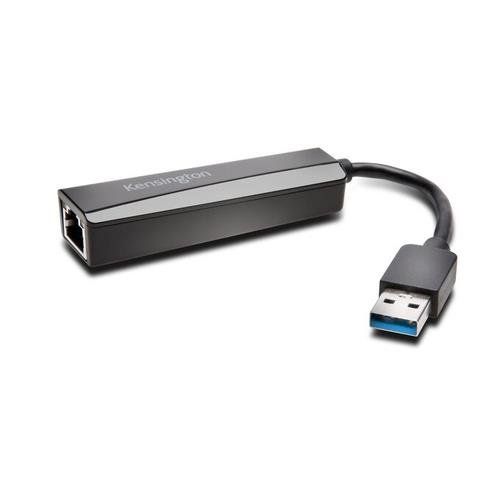 Kensington Adapter UA0000E USB 3.0 Ethernet. Connectivity technology: Wired Host interface: USB Interface: Ethernet. Maximum data transfer rate: 5000 Mbit/s. Product colour: Black - Image 1