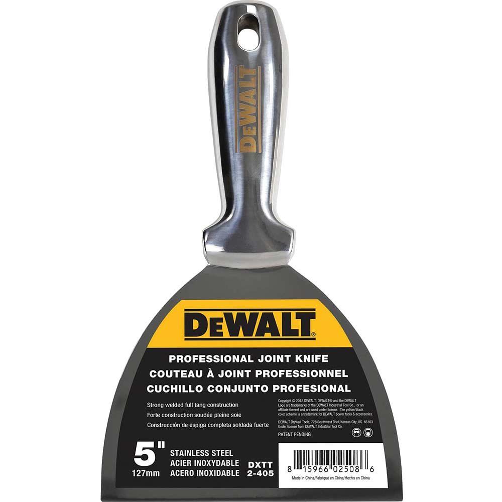 DeWalt Stainless Steel Dry Wall Jointing and Filling Knife 125mm - Image 1