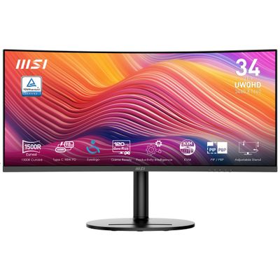 MSI Modern MD342CQP computer monitor 86.4 cm (34") 3440 x 1440 pixels UltraWide Quad HD LCD Black - Thumbnail 2