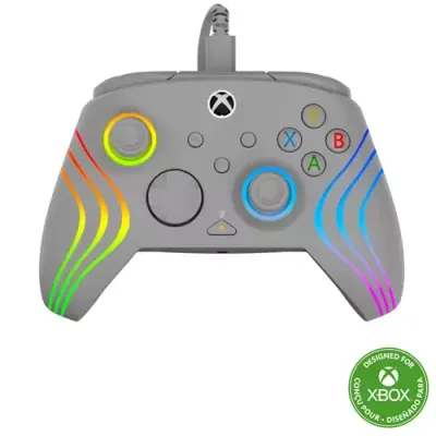 Turtle Beach Afterglow Wave Grey Wired RGB Gaming Controller with Mappable Buttons Hall-Effect Hair Triggers and Audio Controls. Licensed for Xbox Series X orS Xbox One & Windows