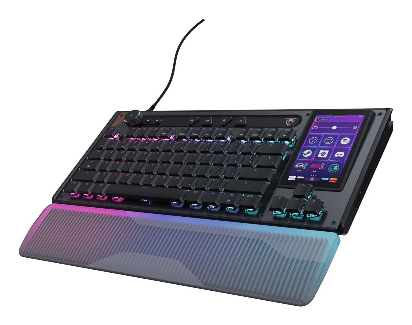 Turtle Beach Command Series KB7 TKL Wired Gaming Keyboard - 4.3” Touchscreen Command Display, Titan Low-Profile Hall-Effect Switches, True 8K Polling, RGB Lighting - UK Layout (QWERTY) - Image 1