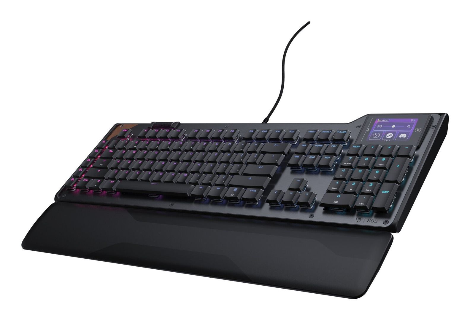 Turtle Beach Command Series KB5 Full-Size Wired Mechanical Gaming Keyboard with 2.4” Touchscreen, Titan Low-Profile Switches, True 8K Polling, RGB Lighting - UK Layout (QWERTY) - Image 1