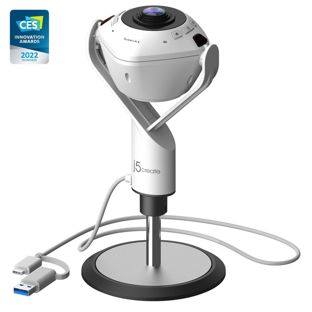 j5create JVU368 360 AI-Powered Webcam with Speakerphone - Image 1