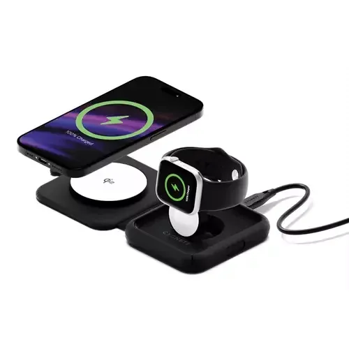 Cygnett MagTravel Qi2.0 2-in-1 Smartphone Smartwatch Black USB Wireless charging Fast charging Indoor - Image 1