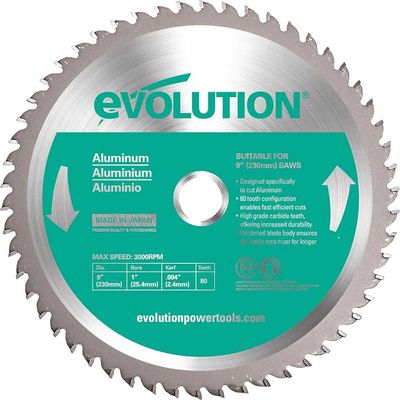 Evolution EVOBLADE230AL Aluminium Cutting Mitre Saw Blade 230 X 25.4Mm X 80T