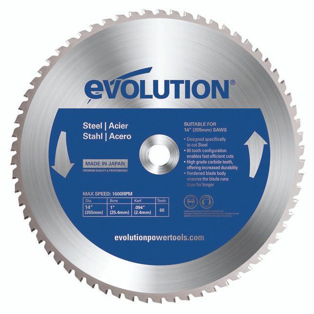 Evolution 66TBLADE Mild Steel Cutting Chop Saw Blade 355 X 25.4Mm X 66T - Image 1