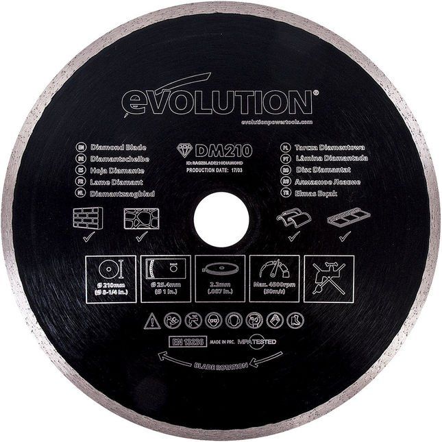 Evolution RAGEBLADE210DIAMOND Diamond Blade Continuous Rim 210 X 25.4Mm - Image 1