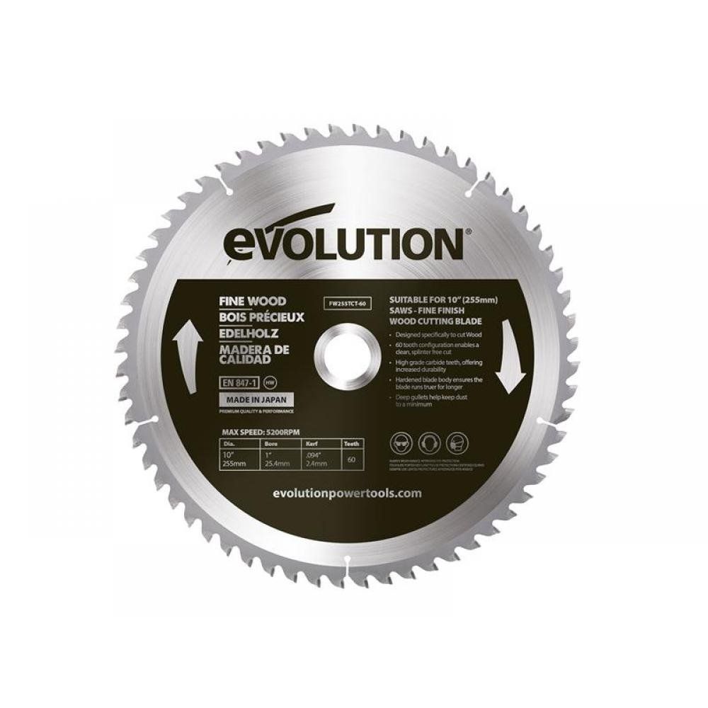 Evolution Evolution FW255TCT-60 Fine Wood Blade 255mm - Image 1