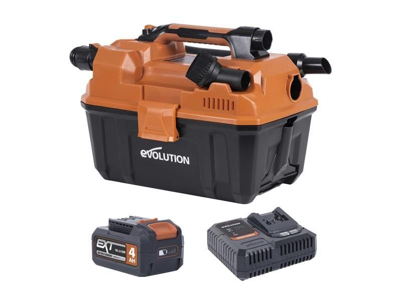 Evolution Evolution Cordless Wet And Dry Workshop Vacuum & Blower 18V Li-Ion EXT - R11VAC-Li with 4Ah Battery and Rapid Charger - Image 1