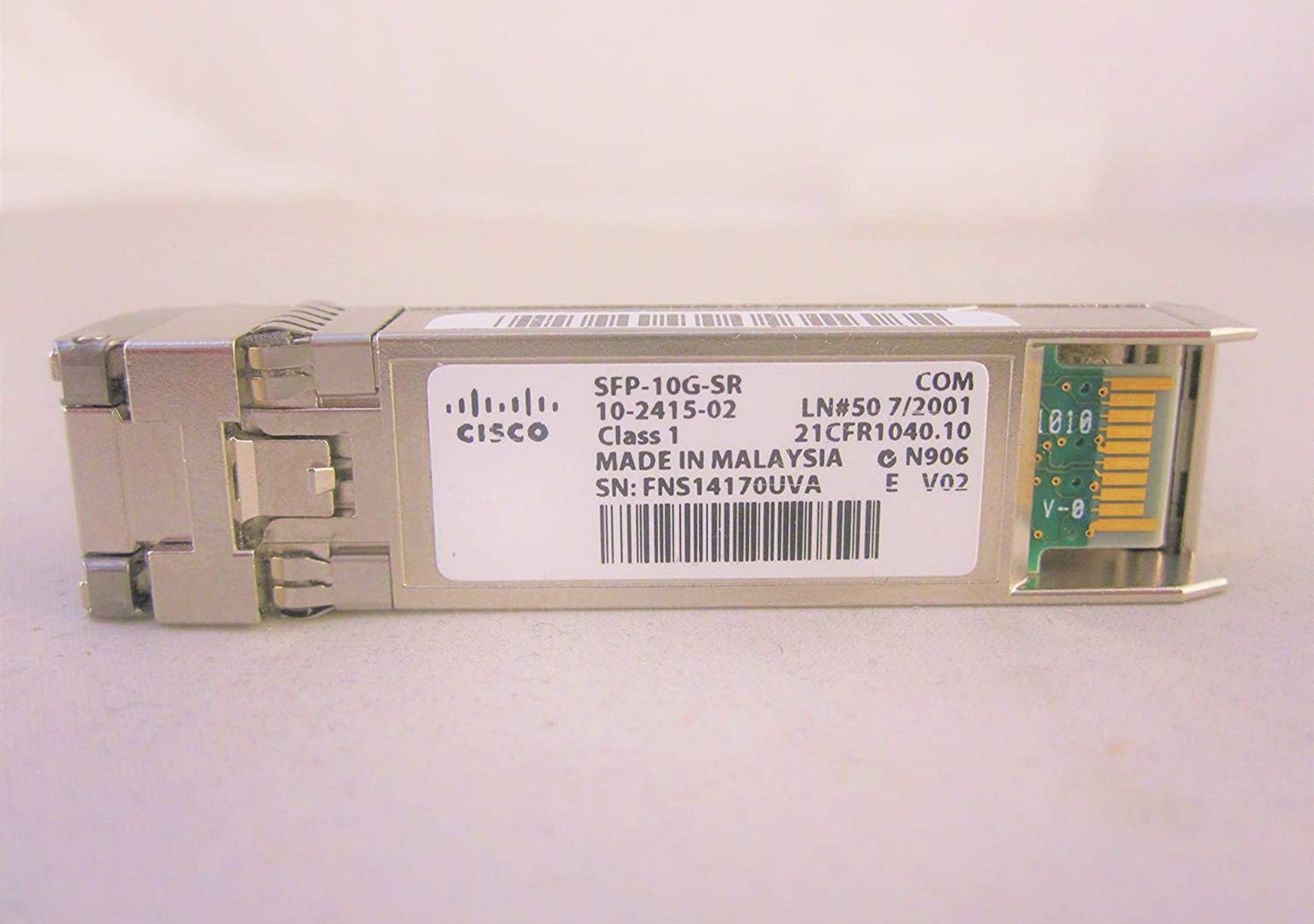 Cisco 10GBASE-SR SFP Module for 10-Gigabit Ethernet Deployments, Hot Swappable, 5-Year Standard Warranty (SFP-10G-SR=) - Image 1