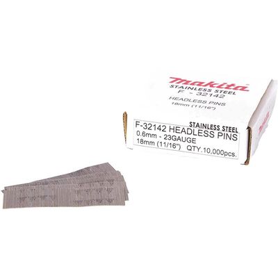 Makita 23 Gauge Stainless Steel Headless Mini Pins 18mm Pack of 10000